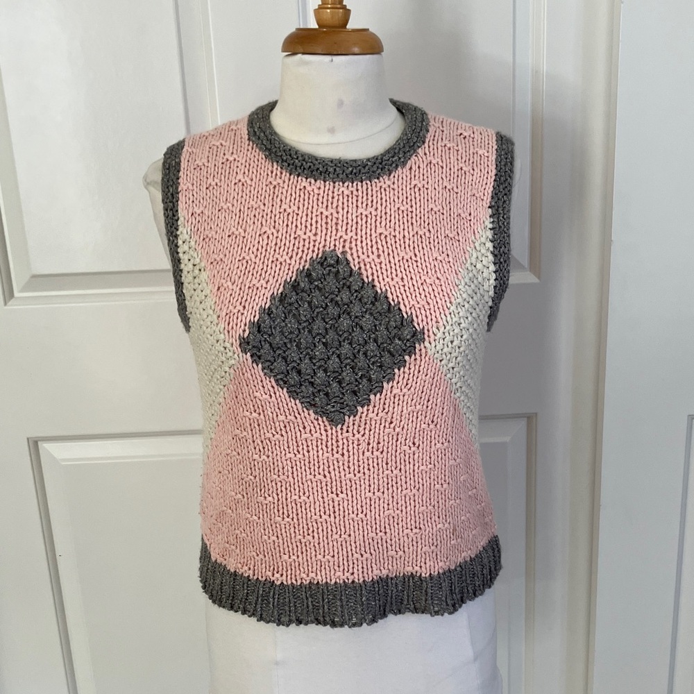 Pink and Gray Knit Vest